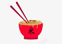 红色的碗和筷子素材