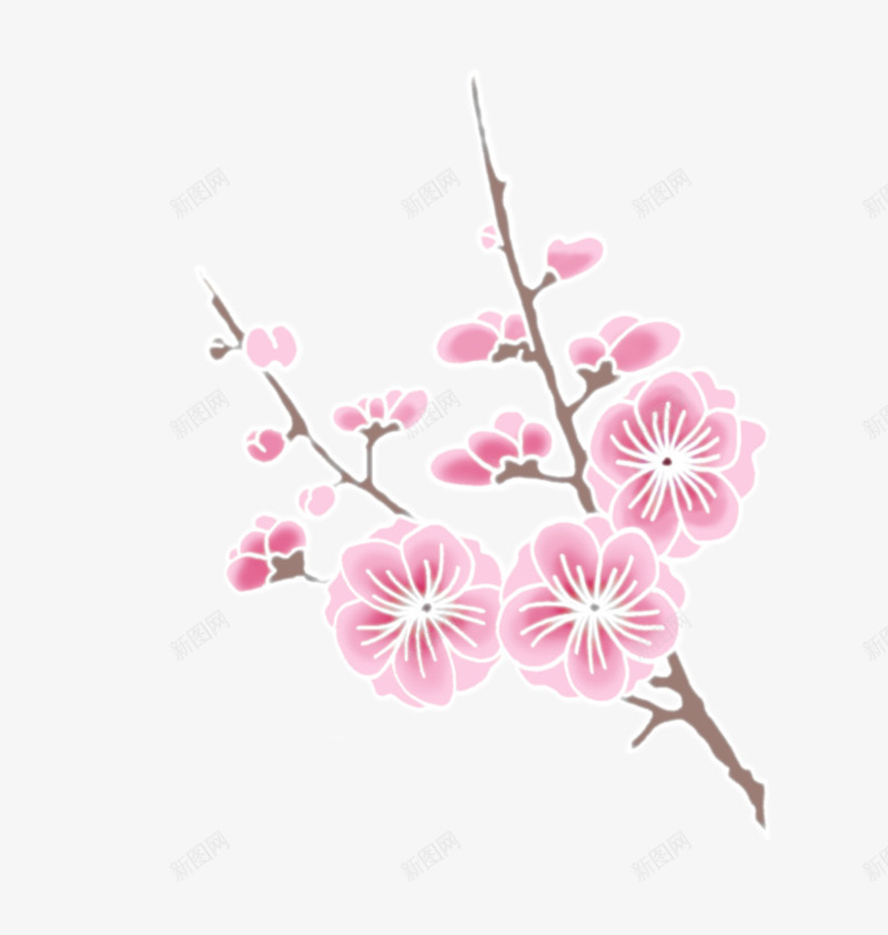 粉色盛开的梅花png免抠素材_88icon https://88icon.com 手绘 梅花 盛开 粉色