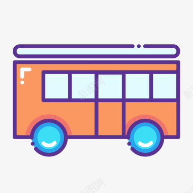 彩色手绘公交车元素矢量图图标图标