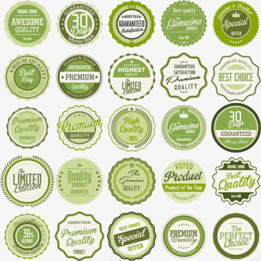 绿色能源图标多款商场绿色活动促销标签矢量图图标图标