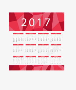 红色低多边形2017年日历素材