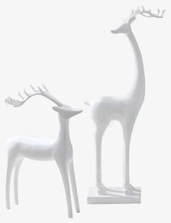 纯白色鹿雕像素材