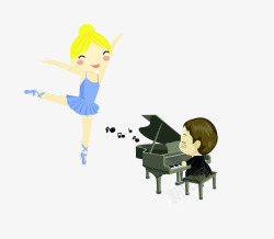 弹钢琴跳舞的女孩素材