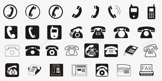 手机爱到图标黑色电话符号图标图标