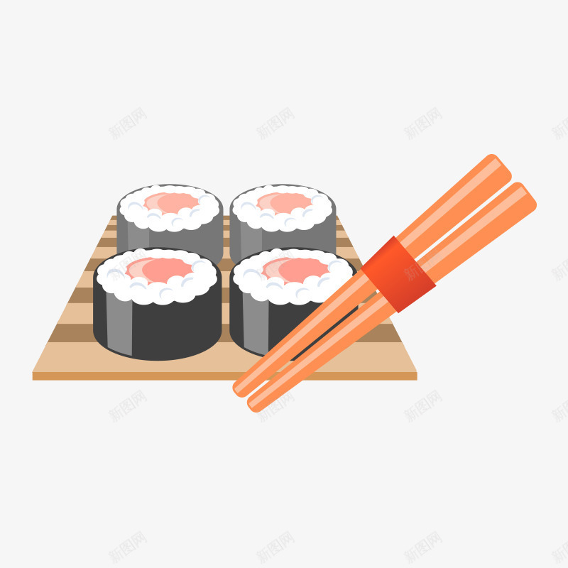 紫菜寿司png免抠素材_88icon https://88icon.com 寿司 筷子 米饭 紫菜 食物