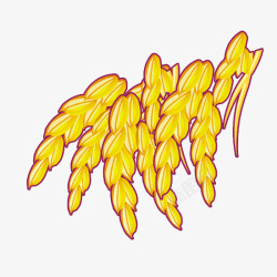 黄色水稻垂下素材