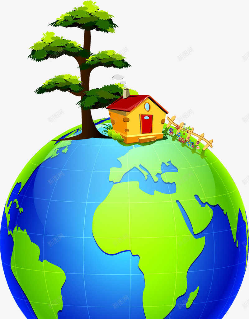 地球树木png免抠素材_88icon https://88icon.com 保护地球 保护环境 地球 房子 树木 爱护地球