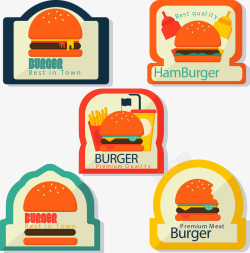 手绘标签汉堡矢量图素材