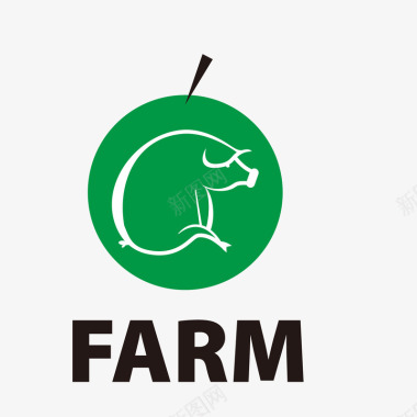 卡通扁平化猪农场logo图标图标