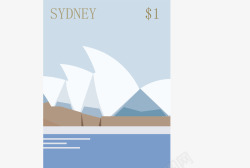 卡通旅游城市邮票悉尼矢量图素材