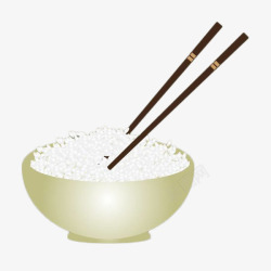 手绘白色瓷碗蒸米饭素材