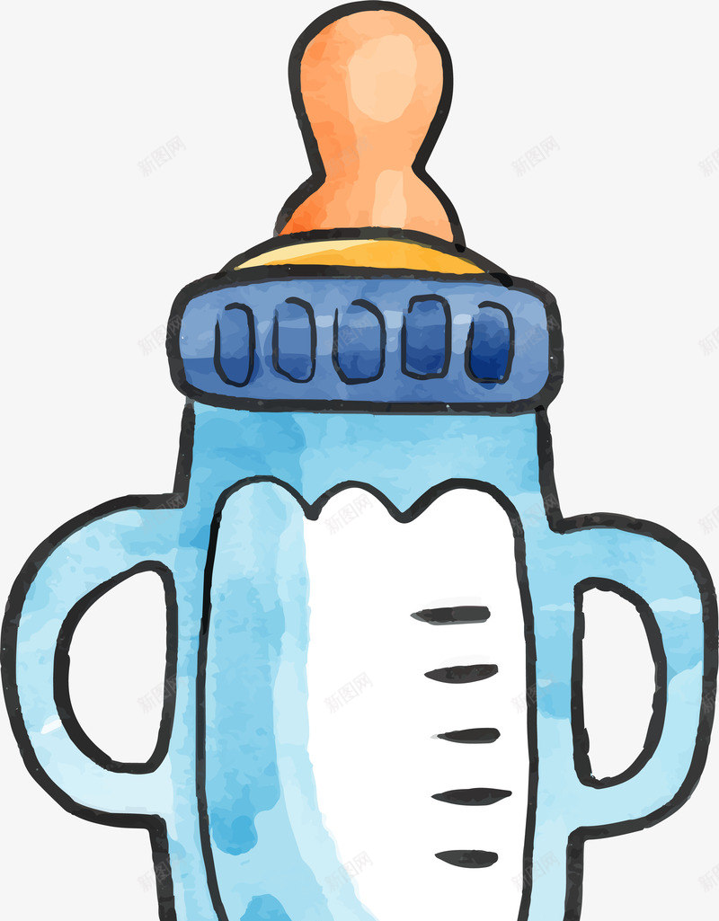 婴儿奶瓶png免抠素材_88icon https://88icon.com 卡通简约 奶瓶 婴儿物品 扁平化 矢量图案 设计图