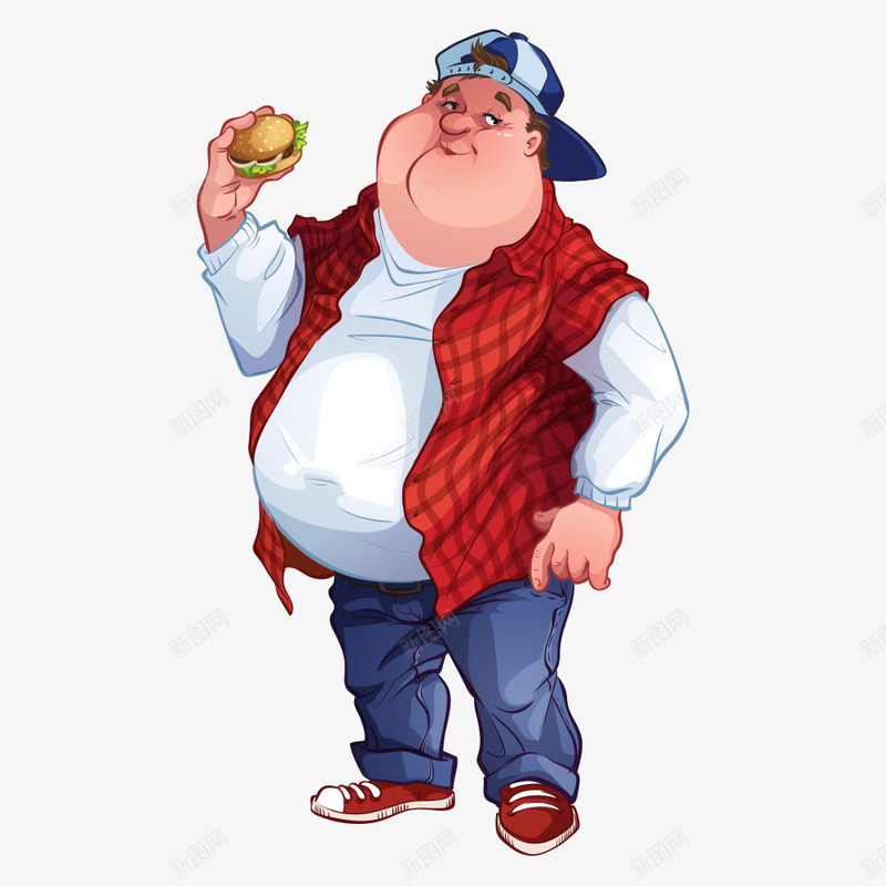 肥胖的男子png免抠素材_88icon https://88icon.com 人物 人物插画 卡通人物 吃汉堡 插画 矢量人物 肥胖