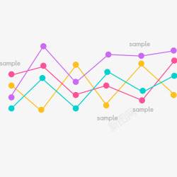 PPT彩色折线图素材