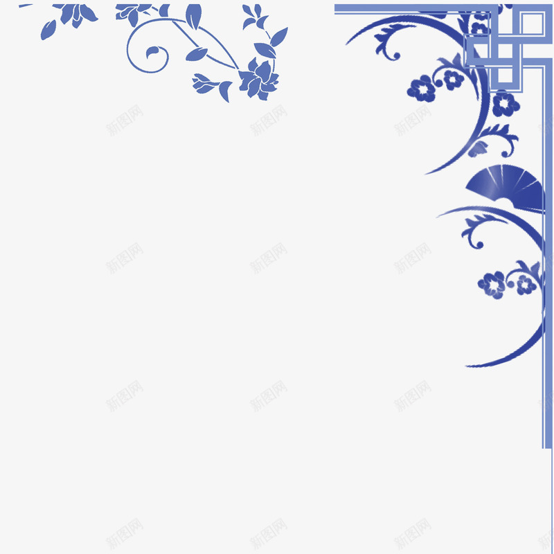 青花边框png免抠素材_88icon https://88icon.com 花纹 边框 边角 青色 青花边框