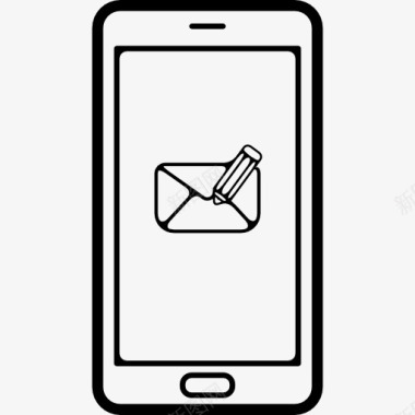 电子邮件响应写电子邮件消息的符号在手机屏幕图标图标