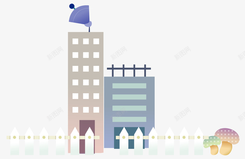 卡通建筑大厦栅栏矢量图ai免抠素材_88icon https://88icon.com 大厦 建筑 栅栏 装饰图案 矢量图