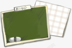 创意合成手绘扁平绿色的黑板效果边框素材