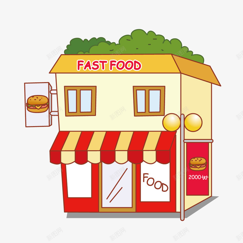 卡通汉堡包食品商店矢量图ai免抠素材_88icon https://88icon.com 卡通 汉堡包 食品商店 矢量图