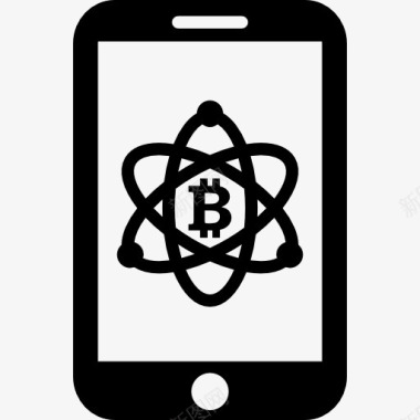 钱比特币在科学符号在手机屏幕上图标图标