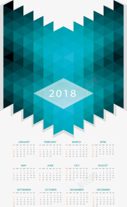 绿色三角花纹2018日历矢量图素材