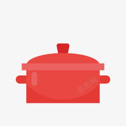 煮粥元素红色的锅高清图片