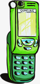 手机后盖绿色卡通推拉盖手机电话高清图片
