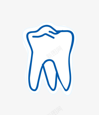 牙齿和细菌牙齿图标图标