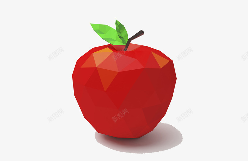 三角拼贴苹果png免抠素材_88icon https://88icon.com 三角拼图 创意 水果 红色