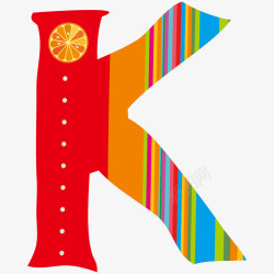 卡通创意水果字母K素材
