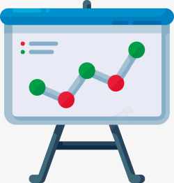 一个蓝色黑板上的折现统计图矢量图素材