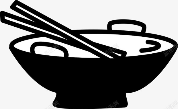 中国传统筷子一碗清水面图标图标