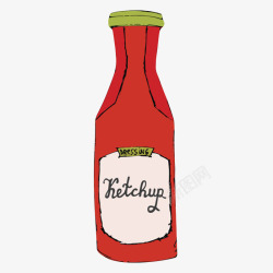 红色塑料瓶子番茄酱包装卡通手绘素材