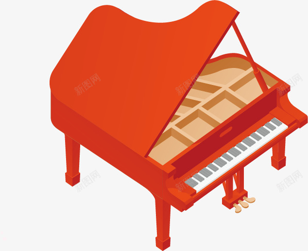 红色钢琴矢量图ai免抠素材_88icon https://88icon.com 乐器 红色 艺术 钢琴 矢量图