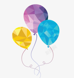 彩色低多边形气球矢量图素材