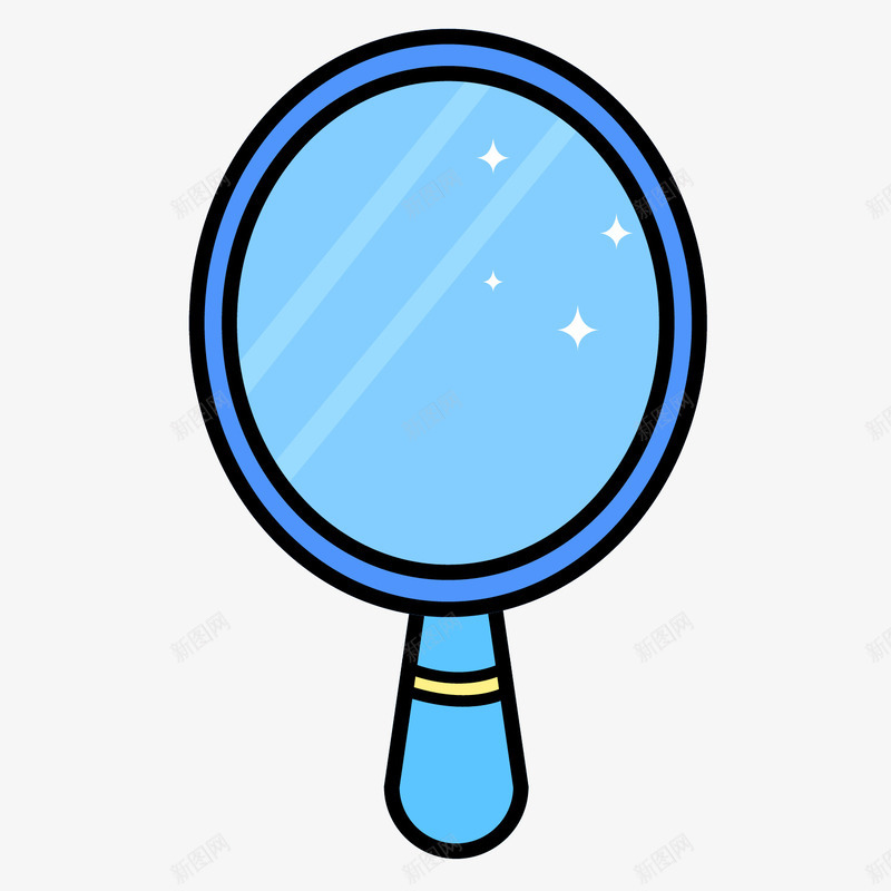 蓝色手绘圆弧镜子元素矢量图eps免抠素材_88icon https://88icon.com 反光 圆弧 弧度 弯曲 手绘 把手 纹理 蓝色 质感 镜子 矢量图