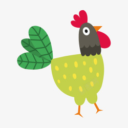 绿色的鸡插画矢量图素材