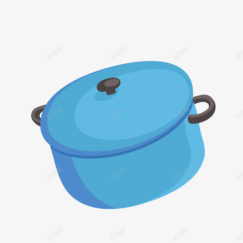蓝色锅厨具png免抠素材_88icon https://88icon.com 卡通锅 厨具 厨房用品 背景装饰 蓝色锅
