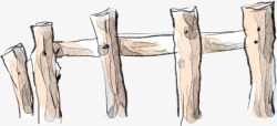 手绘艺术木桩栅栏素材