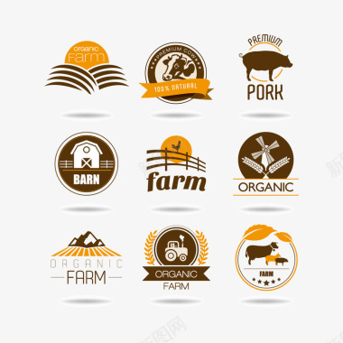 农场农村标签图标图标
