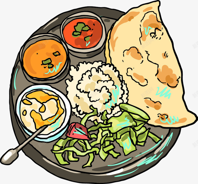 印度料理插画元素png免抠素材_88icon https://88icon.com 印度料理 特色风味 调料