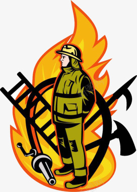 中元节卡通素材特色消防员图标图标