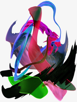抽象彩色创意3d颜料飞洒素材