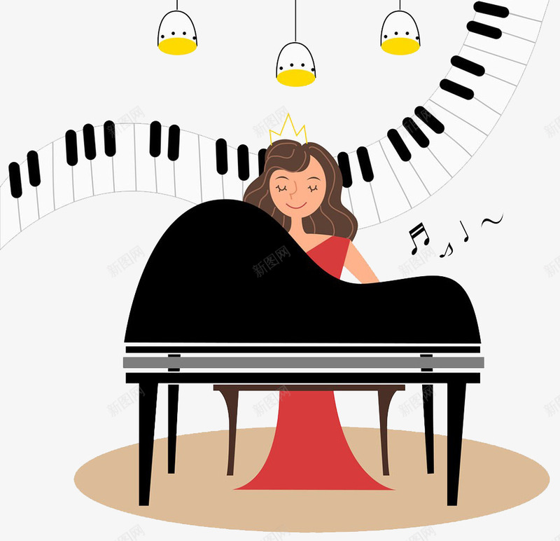 手绘卡通女孩弹钢琴png免抠素材_88icon https://88icon.com 卡通 卡通女孩 卡通钢琴 女孩 钢琴
