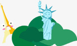 美国自由女神像自由女神像埃菲尔铁塔卡通画图标图标