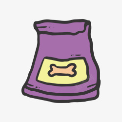 紫色手绘狗粮袋子元素素材