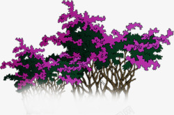 手绘紫色公园景观草丛素材