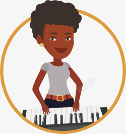 弹钢琴的非洲女人素材