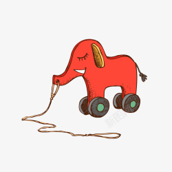 手绘玩具大象木马矢量图素材