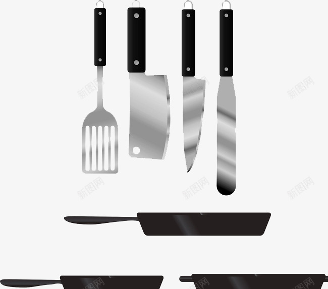 不锈钢厨房用具插图png免抠素材_88icon https://88icon.com 不锈钢 刀 厨房用具 平底锅 插图